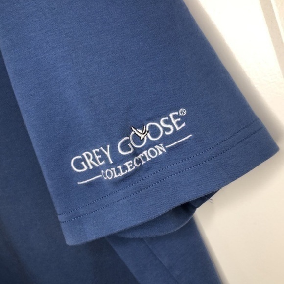 GREY GOOSE | Mens Grey Goose Logo 3-Button Collared Blue Cotton Polo | XL - Picture 3 of 9